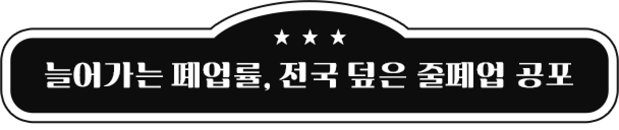 늘어가는 폐업률, 전국 덮은 줄폐업 공포